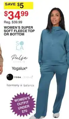 Dunham's Sports YOGALUX WOMEN'S SUPER SOFT FLEECE TOP OR BOTTOM offer