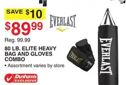 Dunham's Sports EVERLAST 80 LB. ELITE HEAVY BAG AND GLOVES COMBO offer