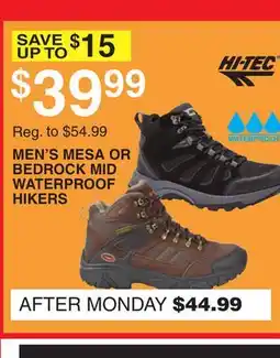 Dunham's Sports MEN'S MESA OR BEDROCK MID WATERPROOF HIKERS offer