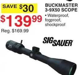 Dunham's Sports SIG SAUER BUCKMASTER 3-9X50 SCOPE offer