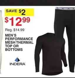 Dunham's Sports INDERA MEN'S PERFORMANCE MESH THERMAL TOP OR BOTTOMS offer