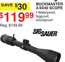Dunham's Sports SIG SAUER BUCKMASTER 3-9X40 SCOPE offer