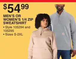 Dunham's Sports CARHARTT MEN'S OR WOMEN'S 1/4 ZIP SWEATSHIRT offer