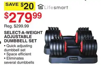 Dunham's Sports LIFESMART SELECT-A-WEIGHT ADJUSTABLE DUMBBELL SET offer