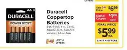 ShopRite Duracell Coppertop Batteries offer