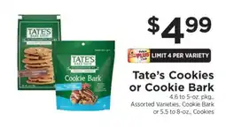 ShopRite Tate’s Cookies or Cookie Bark offer
