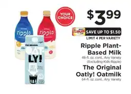 ShopRite Ripple Plant-Based Milk / The Original Oatly! Oatmilk offer