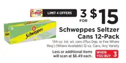 ShopRite Schweppes Seltzer Cans 12-Pack offer
