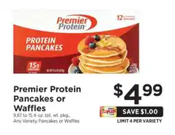 ShopRite Premier Protein Pancakes or Waffles offer