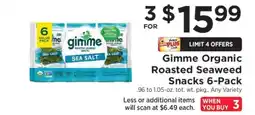 ShopRite Gimme Organic Roasted Seaweed Snacks 6-Pack offer