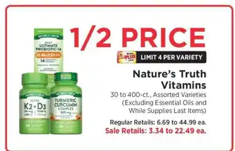 ShopRite Nature's Truth Vitamins offer