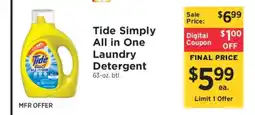 ShopRite Tide Simply All In One Laundry Detergent offer