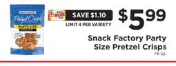 ShopRite Snack Factory Party Size Pretzel Crisps offer