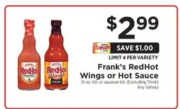 ShopRite Frank's RedHot Wings or Hot Sauce offer