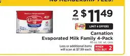 ShopRite Carnation Evaporated Milk Family 4-Pack offer