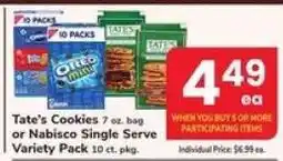 Safeway Tate's Cookies or Nabisco Single Serve Variety Pack offer