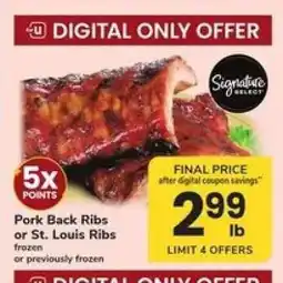 Safeway Pork Back Ribs or St Louis Ribs offer