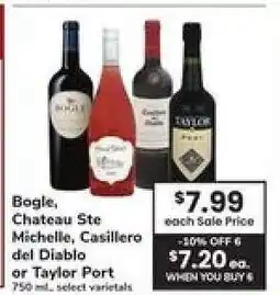 Safeway Bogle, Chateau Ste Michelle, Casillero Del Diablo or Taylor Port offer