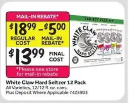 Stop&Shop White Claw Hard Seltzer 12 Pack offer