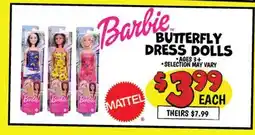 Ollie's Barbie BUTTERFLY DRESS DOLLS offer