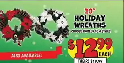 Ollie's 20 HOLIDAY WREATHS offer