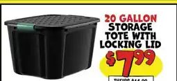 Ollie's 20 GALLON STORAGE TOTE WITH LOCKING LID offer