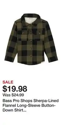 Cabela's Bass Pro Shops Sherpa-Lined Flannel Long-Sleeve Button-Down Shirt for Toddlers offer