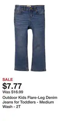 Cabela's Outdoor Kids Flare-Leg Denim Jeans for Toddlers - Medium Wash - 2T offer