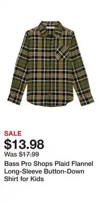 Cabela's Bass Pro Shops Plaid Flannel Long-Sleeve Button-Down Shirt for Kids offer