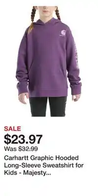 Cabela's Carhartt Graphic Hooded Long-Sleeve Sweatshirt for Kids - Majesty Heather - 4 offer