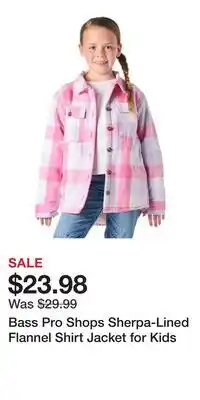 Cabela's Bass Pro Shops Sherpa-Lined Flannel Shirt Jacket for Kids offer