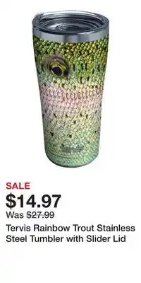 Cabela's Tervis Rainbow Trout Stainless Steel Tumbler with Slider Lid offer
