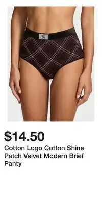 Victoria's Secret Cotton Logo Cotton Shine Patch Velvet Modern Brief Panty offer