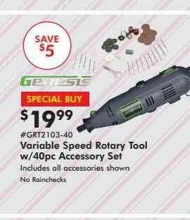 Valu Home Centers Variable Speed Rotary Tool W-40pc Accessory Set offer