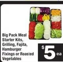 Albertsons Big Pack Meal Starter Kits, Grilling, Fajita, Hamburger Fixings or Roasted Vegetables offer