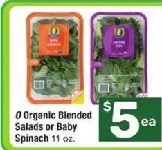 Albertsons 0 organic blended salads or baby spinach offer