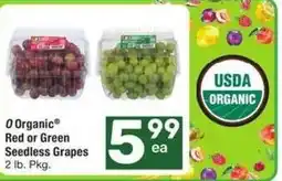 Albertsons 0 organic red or green seedless grapes offer