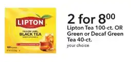 Publix Lipton Tea 100-ct. OR Green or Decaf Green Tea 40-ct offer