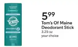 Publix Tom's Of Maine Deodorant Stick offer