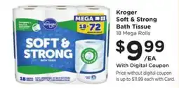Kroger Kroger Soft & Strong Bath Tissue offer