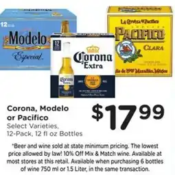 Kroger Corona, Modelo or Pacifico offer