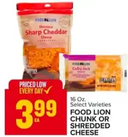 Food Lion Food lion chunk or shredded cheese offer