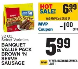 Food Lion Banquet value pack brown 'n serve sausage offer