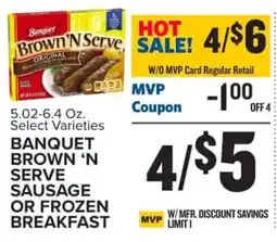 Food Lion Banquet brown 'n serve sausage or frozen breakfast offer