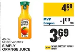 Food Lion Simply orange juice offer