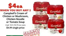 Fareway Campbell's cream of chicken or mushroom, chicken noodle or tomato soup offer
