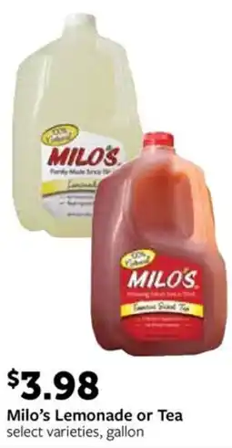 Fareway Milo's Lemonade or Tea offer