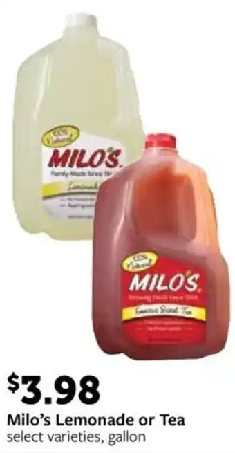 Fareway Milo's Lemonade or Tea offer
