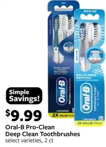 Fareway Oral-B Pro-Clean Deep Clean Toothbrushes offer