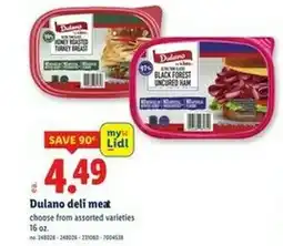 Lidl Dulano deli meat offer